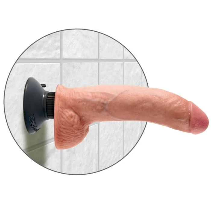 KING COCK - DILDO VIBRADOR CON TESTICULOS 23 CM NATURAL - Imagem 3