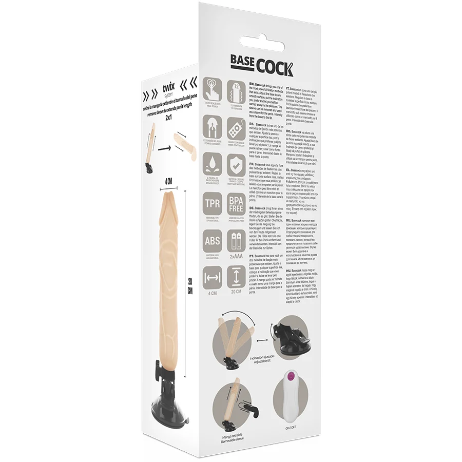 BASECOCK - VIBRADOR REALÍSTICO CONTROL REMOTO NATURAL 20 CM -O- 4 CM - Imagem 5