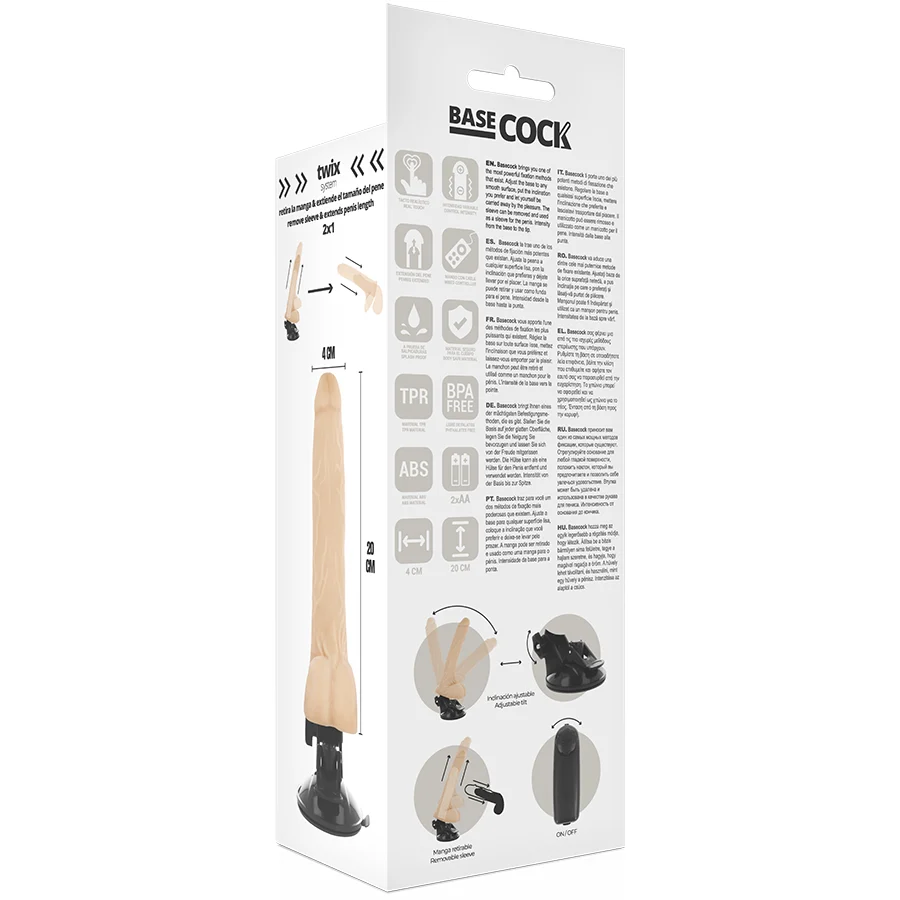 BASECOCK - VIBRADOR REALÍSTICO CONTROL REMOTO NATURAL CON TESTÍCULOS 20 CM -O- 4 CM - Imagem 3
