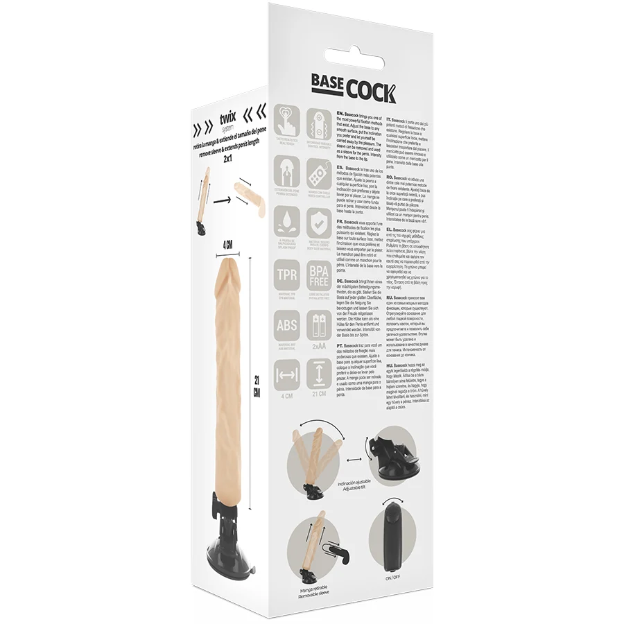 BASECOCK - VIBRADOR REALÍSTICO CONTROL REMOTO NATURAL 21 CM -O- 4 CM - Imagem 5