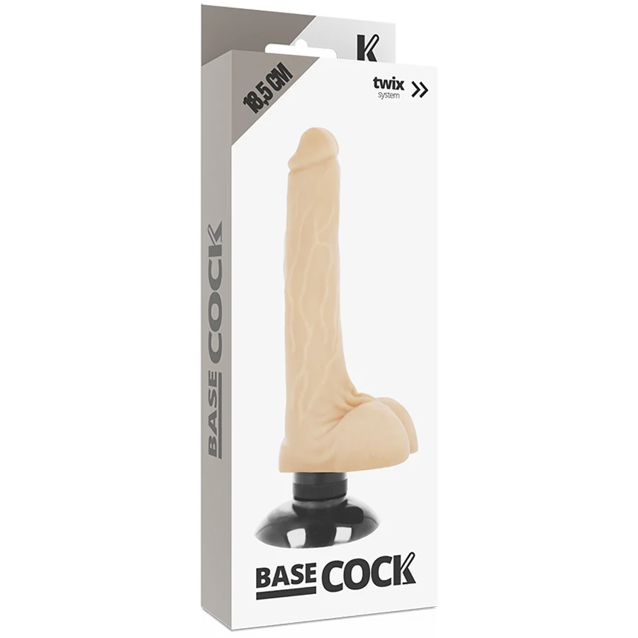 BASECOCK - VIBRADOR REALÍSTICO 2-1 NATURAL 18.5 CM -O- 4 CM - Imagem 6