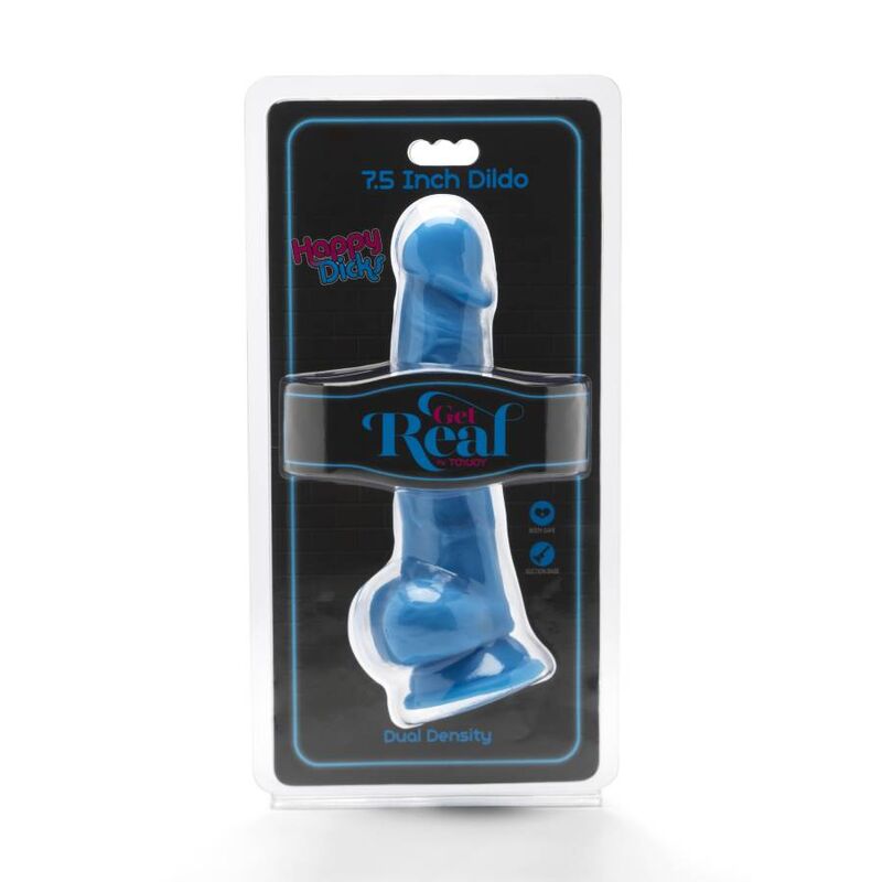 GET REAL - HAPPY DICKS 19 CM COM BOLAS AZUIS - Imagem 2