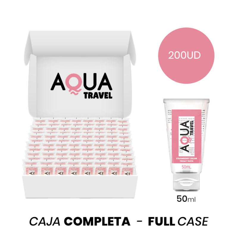 MOQ 200 - AQUA TRAVEL CREME DE MORANGO LUBRIFICANTE À BASE DE ÁGUA - 50 ML