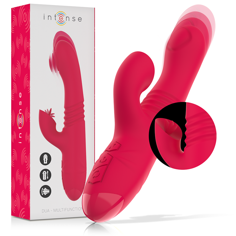 INTENSE - VIBRADOR UP DOWN RECARREGVEL DUA MULTIFUNO COM LÍNGUA VERMELHA