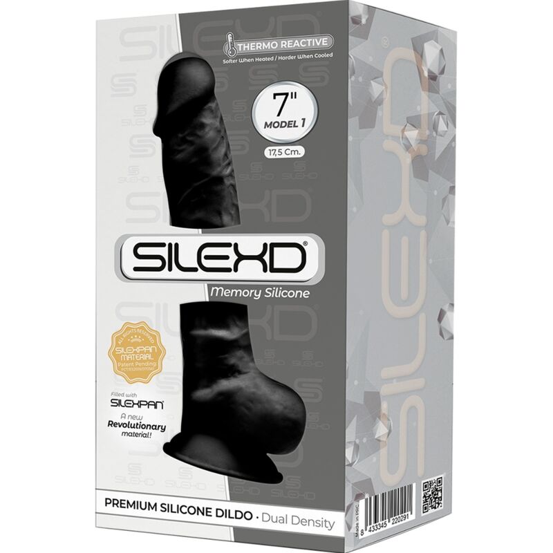 SILEXD - MODELO 1 PÊNIS REALÍSTICO PREMIUM SILEXPAN SILICONE PRETO 17.5 CM - Imagem 3