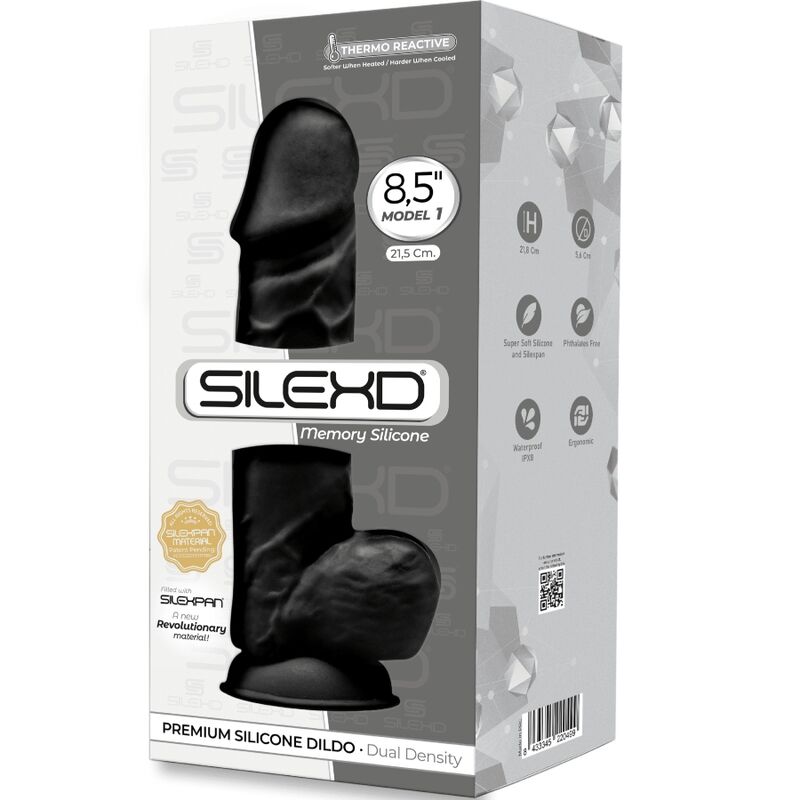 SILEXD - MODELO 1 PÊNIS REALÍSTICO PREMIUM SILEXPAN SILICONE PRETO 21.5 CM - Imagem 3