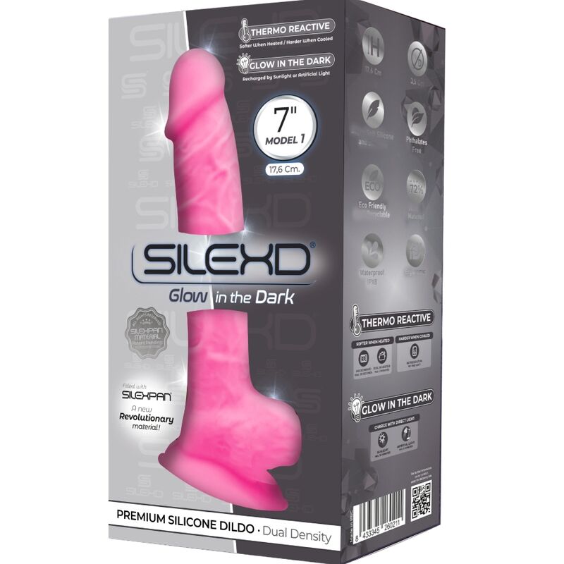 SILEXD - MODELO 1 PÊNIS REALISTA PREMIUM SILICONE SILEXPAN ROSA FLUORESCENTE 17.5 CM - Imagem 2
