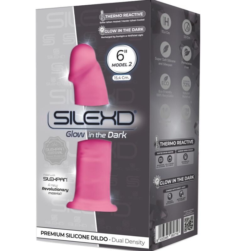 SILEXD - MODELO 2 PÊNIS REALISTA PREMIUM SILEXPAN SILICONE FLUORESCENTE ROSA 15 CM - Imagem 2