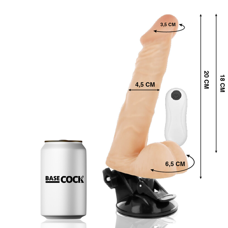 BASECOCK - VIBRADOR REALÍSTICO ARTICULABLE CONTROL REMOTO NATURAL 20 CM -O- 4.5 CM - Imagem 2