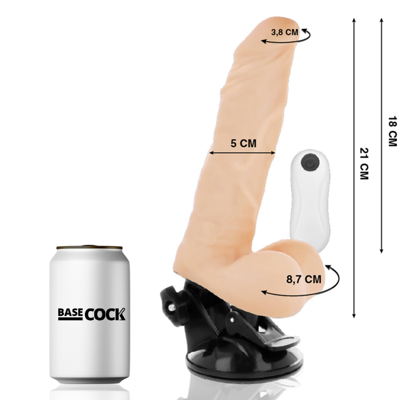 BASECOCK - VIBRADOR REALÍSTICO ARTICULABLE CONTROL REMOTO NATURAL 21 CM -O- 5 CM - Imagem 2