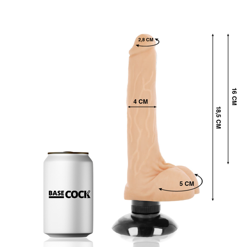 BASECOCK - VIBRADOR REALÍSTICO 2-1 NATURAL 18.5 CM -O- 4 CM - Imagem 2