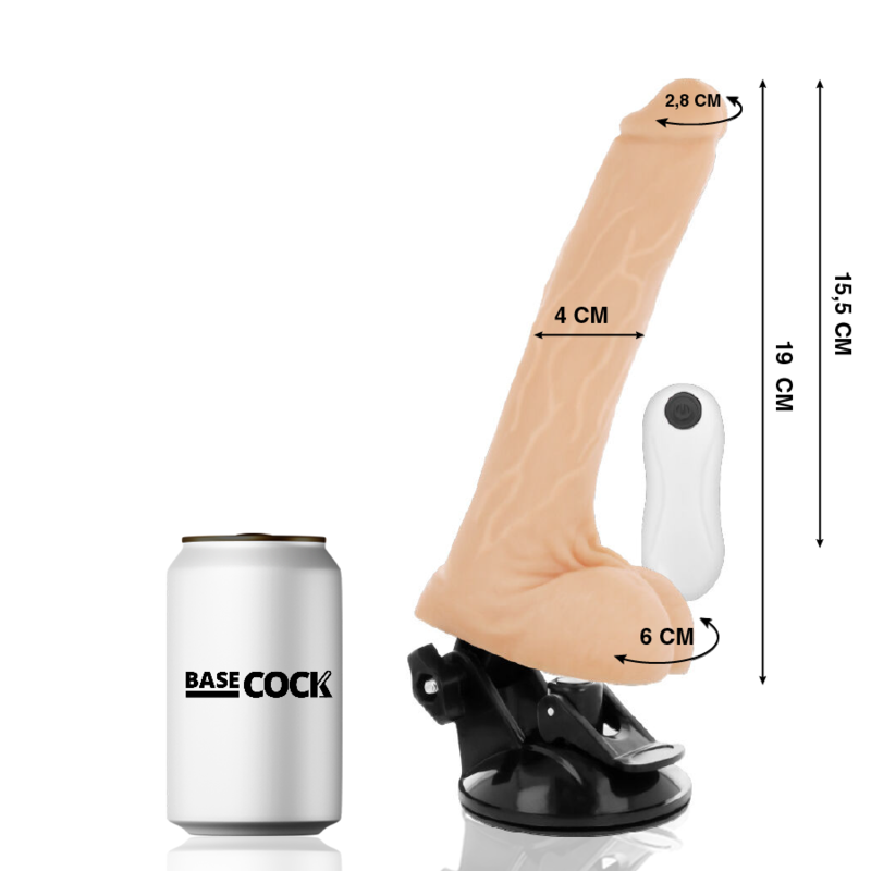 BASECOCK - VIBRADOR REALÍSTICO CONTROL REMOTO NATURAL 19 CM -O- 4 CM - Imagem 2