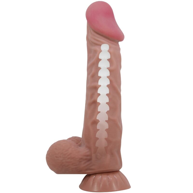 PRETTY LOVE - SÉRIE SLIDING SKIN DILDO REALÍSTICO COM VENTOSA DESLIZANTE PELE MARROM 24 CM - Imagem 4