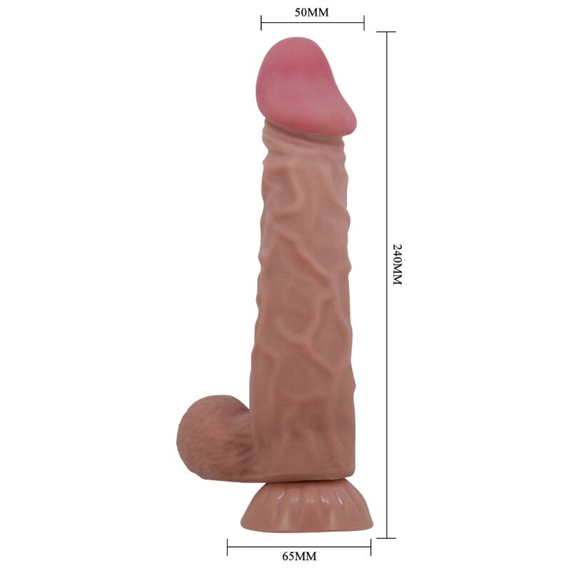 PRETTY LOVE - SÉRIE SLIDING SKIN DILDO REALÍSTICO COM VENTOSA DESLIZANTE PELE MARROM 24 CM - Imagem 5