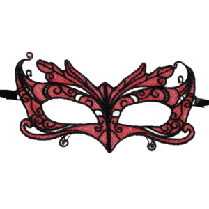 QUEEN LINGERIE - MSCARA DE RENDA COM DETALHES VERMELHOS