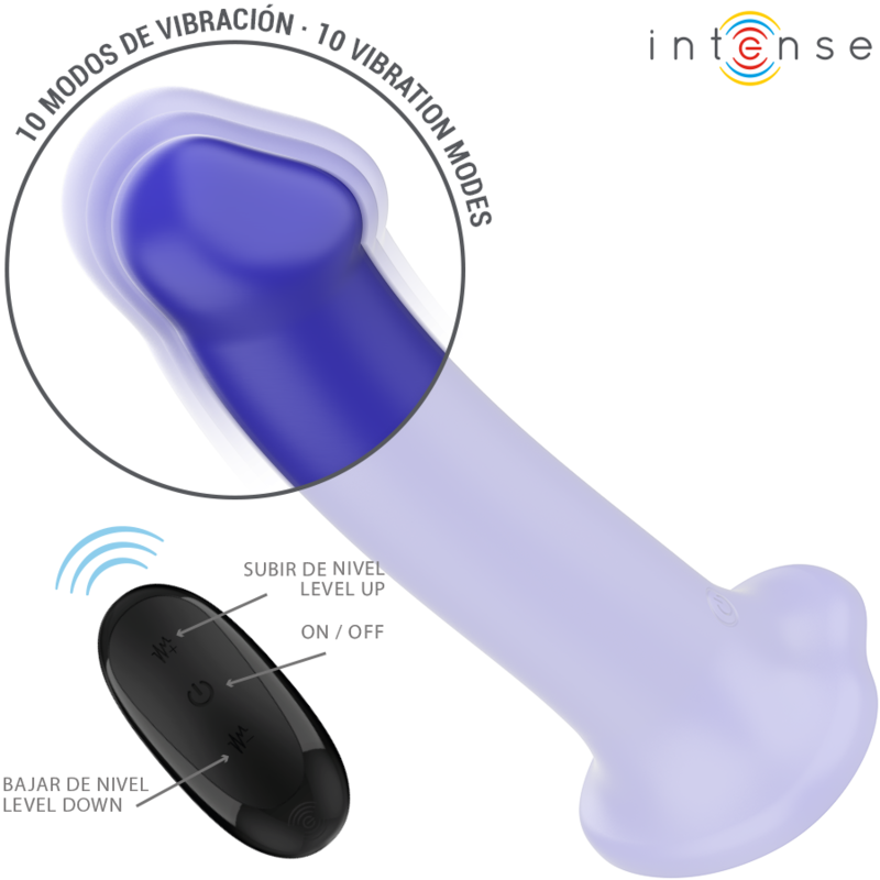 INTENSE - VICTORIA VIBRADOR COM VENTOSA 10 VIBRAÇÕES AZUL ESCURO CONTROLE REMOTO - Imagem 3