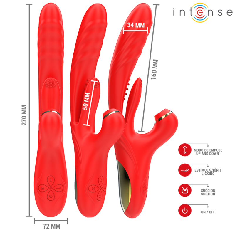 INTENSE - KAROL MULTIFUNÇÃO VIBRADOR THRUST ESTIMULAÇÃO ONDAS ESTIMULANTES VERMELHO - Imagem 2