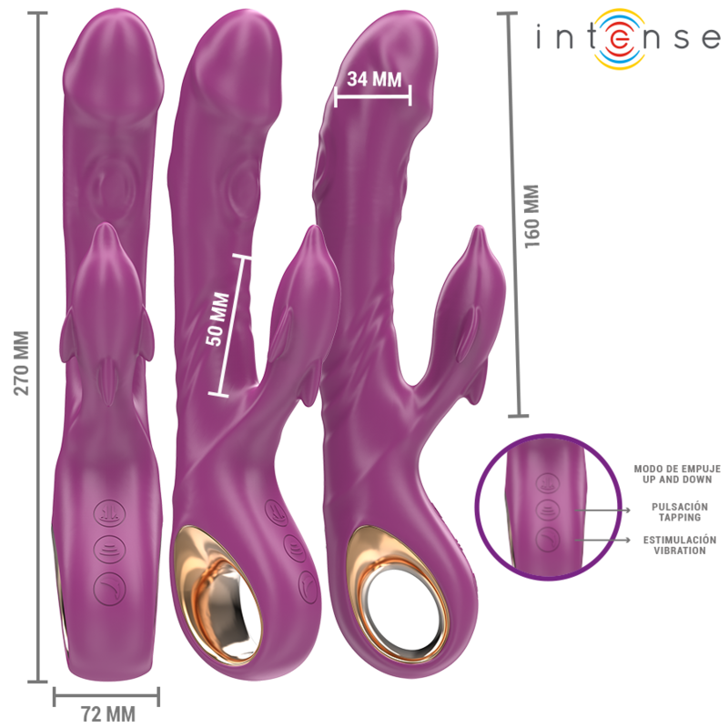INTENSE - HALLE VIBRADOR MULTIFUNCIONAL COM LÍNGUA ESTIMULANTE DE GOLFINHOS ROXO - Imagem 2