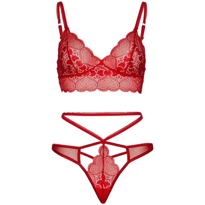LEG AVENUE - SET 2 PIEZAS CON TANGA DOBLE TIRANTA M/L ROJO - Imagem 3