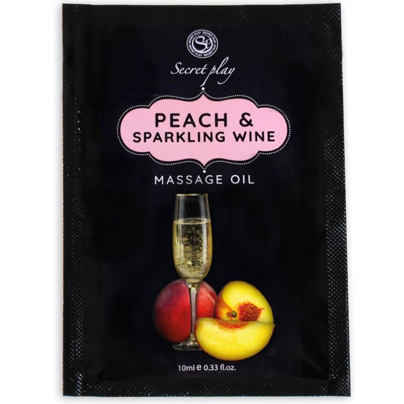 SECRETPLAY - SAQUETA DE ÓLEO DE MASSAGEM PÊSSEGO E VINHO ESPUMANTE 10 ML